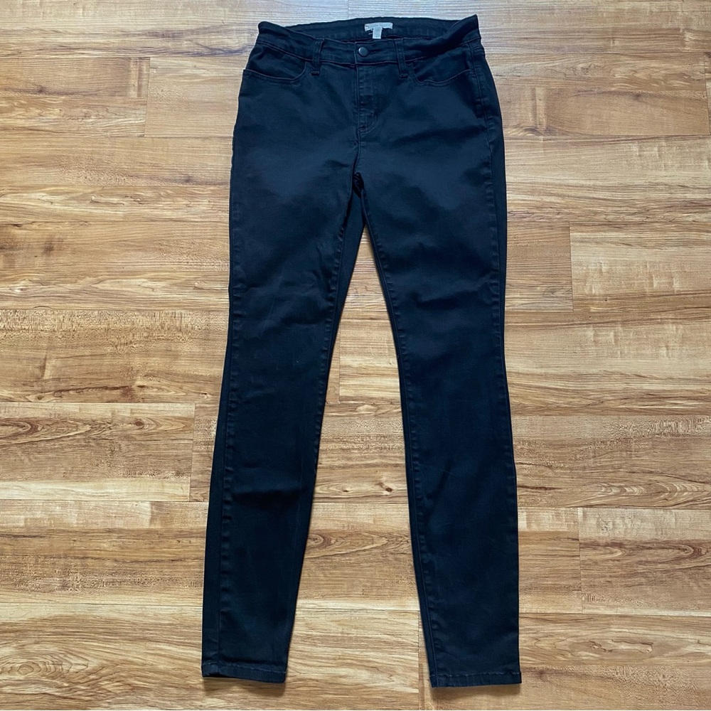 EILEEN FISHER 8 Organic Cotton Tencel Lyocell Skinny Stretch Black Jeans Gothic